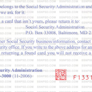 Social Security Card Template PSD Back 2