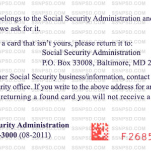Social Security Card Template psd back 05